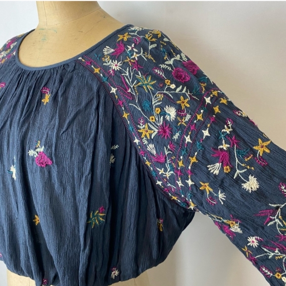 Free People Wildflowers Embroidered Boho Blouse Size S - Picture 6 of 13